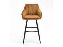 Conjunto de 2 bancos de bar - tecido e metal - amarelo escuro - BOND