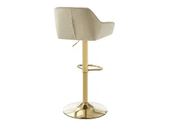 Conjunto de 2 bancos de bar em veludo e metal dourado - Altura ajustável - Bege - TAVOA