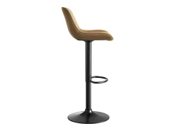 Conjunto de 4 bancos de bar castanhos, com altura regulável, em veludo e metal.