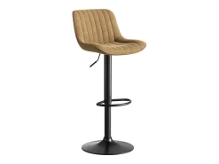 Conjunto de 4 bancos de bar castanhos, com altura regulável, em veludo e metal.