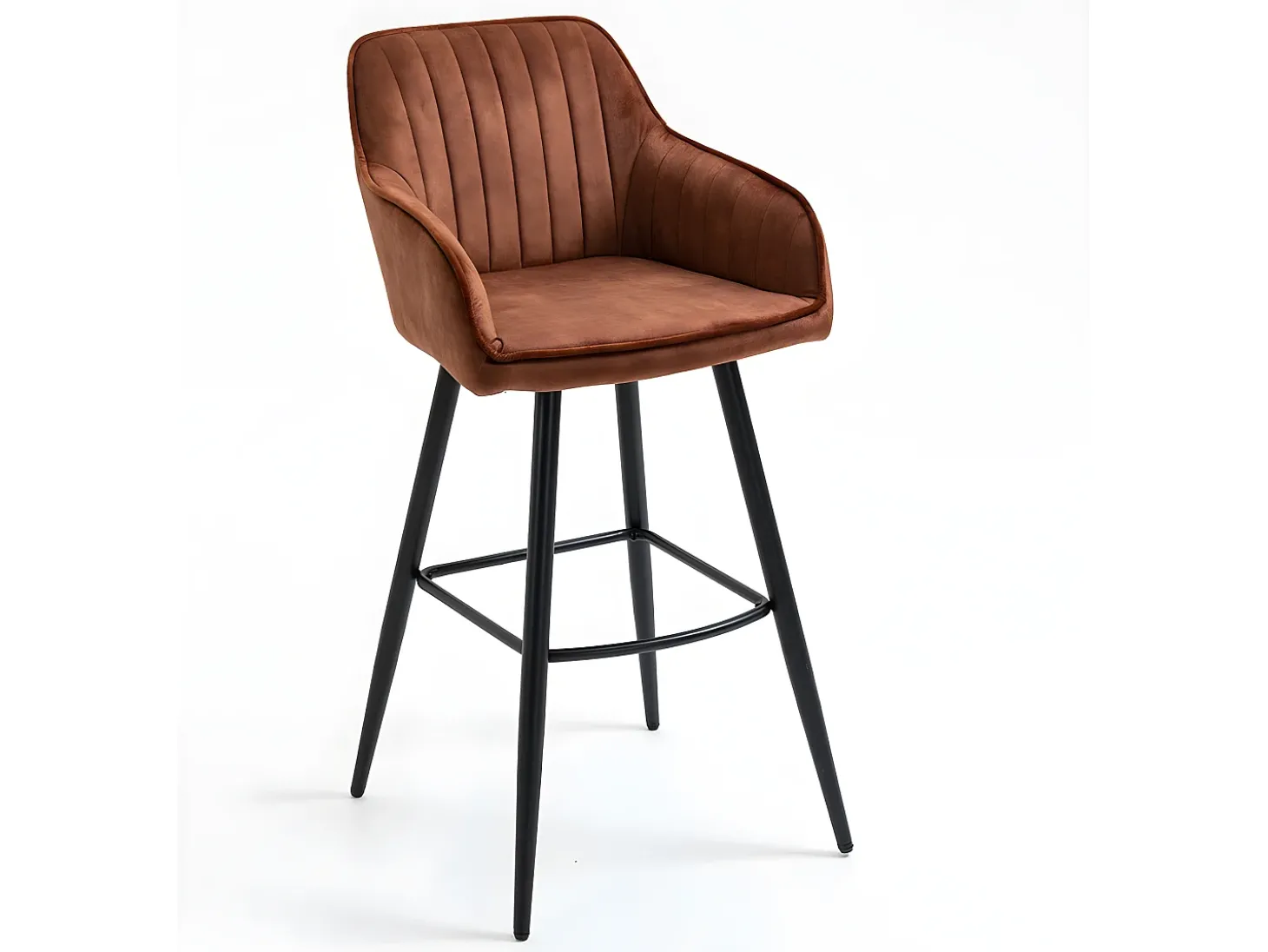 Conjunto de 2 bancos de bar - tecido e metal - castanho - BOND