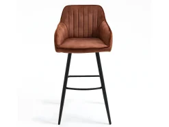 Conjunto de 2 bancos de bar - tecido e metal - castanho - BOND