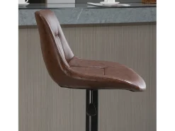 Conjunto de 2 bancos de bar, bancos de balcão ajustáveis em altura com encosto, giratórios, couro sintético, marrom