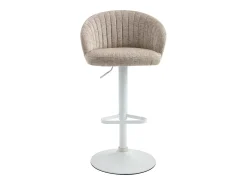 Conjunto de 2 bancos de bar em tecido e metal branco - Altura ajustável - Creme - DORALIZ