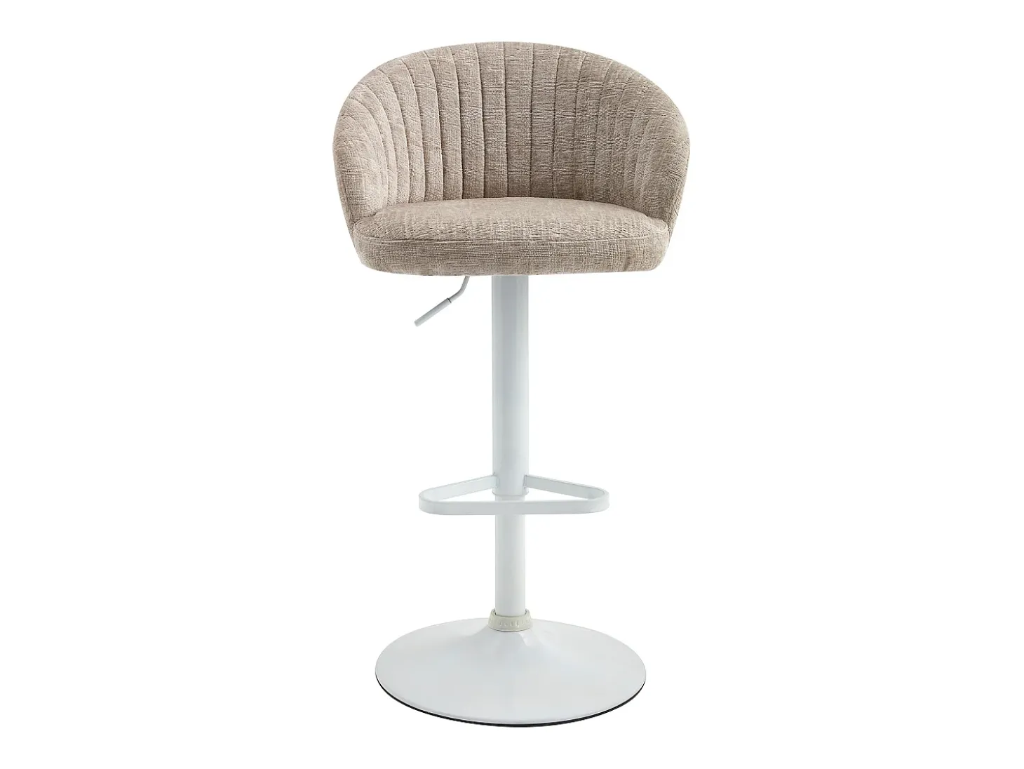 Conjunto de 2 bancos de bar em tecido e metal branco - Altura ajustável - Creme - DORALIZ