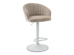 Conjunto de 2 bancos de bar em tecido e metal branco - Altura ajustável - Creme - DORALIZ