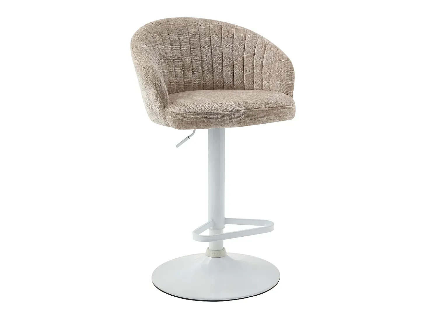 Conjunto de 2 bancos de bar em tecido e metal branco - Altura ajustável - Creme - DORALIZ