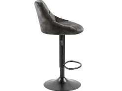 Conjunto de 2 bancos de bar, altura ajustável - tecido e metal - antracite - TRACER
