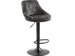 Conjunto de 2 bancos de bar, altura ajustável - tecido e metal - antracite - TRACER