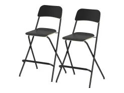 Conjunto de 2 bancos de bar dobráveis com estrutura de aço para cozinha e sala de jantar, preto