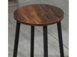 Conjunto de 2 bancos de bar, design industrial, com apoio para os pés, estrutura metálica, até 120 kg, castanho
