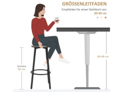 Conjunto de 2 bancos de bar, design industrial, com apoio para os pés, estrutura metálica, até 120 kg, castanho