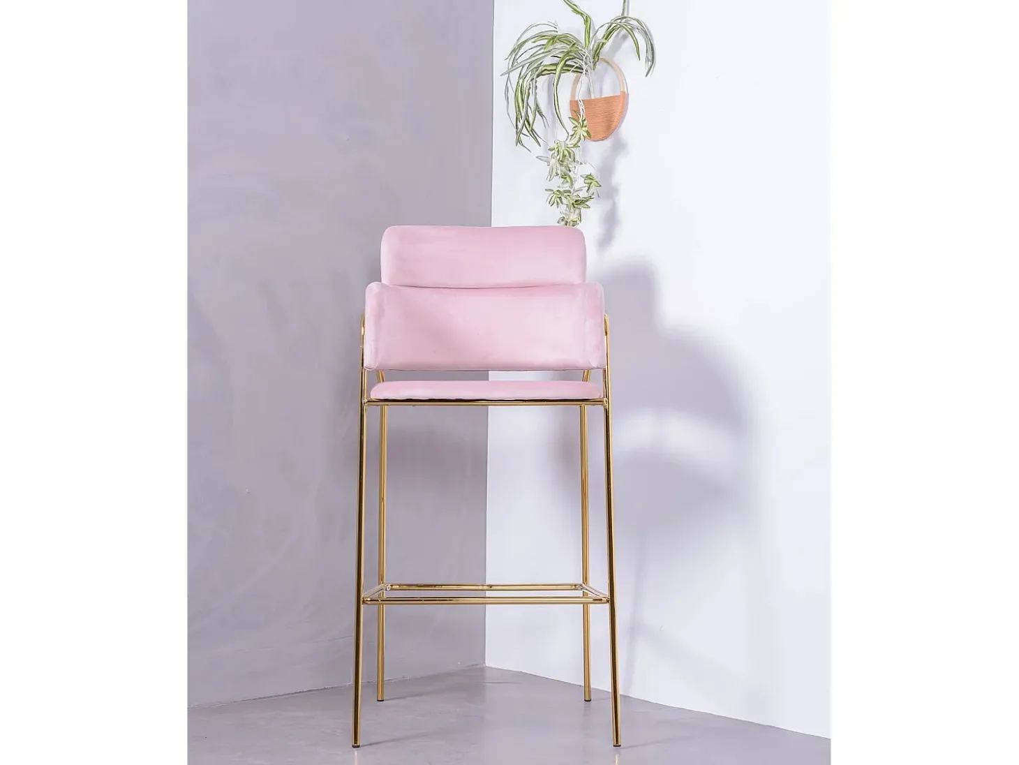 Conjunto de 2 bancos de design estofados em veludo - Cruiser - Rosa
