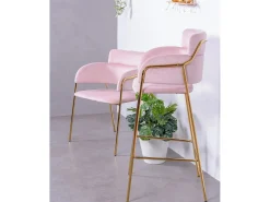Conjunto de 2 bancos de design estofados em veludo - Cruiser - Rosa
