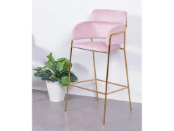 Conjunto de 2 bancos de design estofados em veludo - Cruiser - Rosa