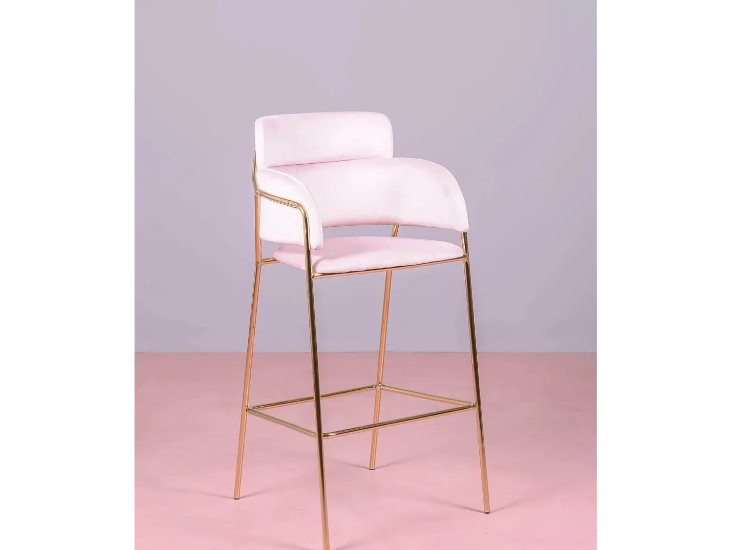 Conjunto de 2 bancos de design estofados em veludo - Cruiser - Rosa
