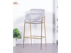 Conjunto de 2 bancos de design estofados em veludo - Cruiser - Cinza