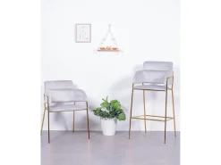 Conjunto de 2 bancos de design estofados em veludo - Cruiser - Cinza