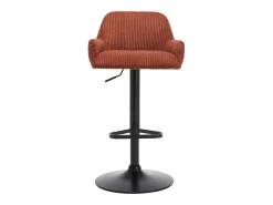 Conjunto de 2 bancos em veludo canelado e metal preto - Altura regulável - Terracotta - LILIYA