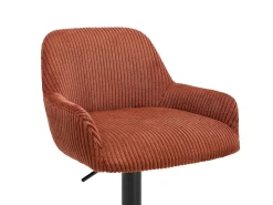 Conjunto de 2 bancos em veludo canelado e metal preto - Altura regulável - Terracotta - LILIYA