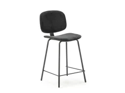 Conjunto de 2 bancos em veludo cotelê e metal preto 44x51 h98 cm
