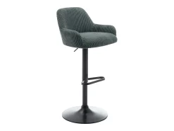 Conjunto de 2 bancos em veludo canelado e metal preto, altura regulável verde - LILIYA