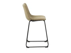Conjunto de 2 bancos estofados de cor creme com pernas de metal preto