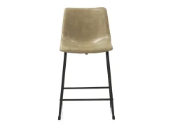 Conjunto de 2 bancos estofados de cor creme com pernas de metal preto