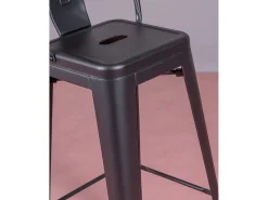Conjunto de 4 bancos metálicos com encosto alto - Bistro - Preto