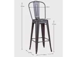 Conjunto de 4 bancos metálicos com encosto alto - Bistro - Preto