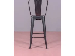 Conjunto de 4 bancos metálicos com encosto alto - Bistro - Preto
