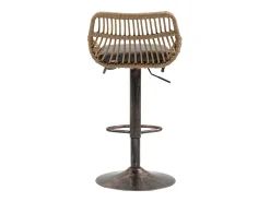Conjunto de 2 banquetas ajustáveis ​​- Estrutura em metal e encosto em rattan - Almofada em linho cinzento