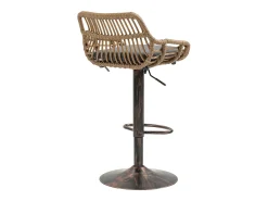 Conjunto de 2 banquetas ajustáveis ​​- Estrutura em metal e encosto em rattan - Almofada em linho cinzento