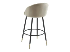 Conjunto de 2 banquetas de bar em veludo e metal - Bege - ELIRAM