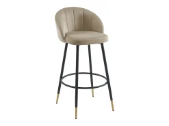 Conjunto de 2 banquetas de bar em veludo e metal - Bege - ELIRAM