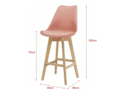 Conjunto de 6 banquetas de bar em plástico sintético acabamento em faia 105x48x58 cm rosa 03_0008729