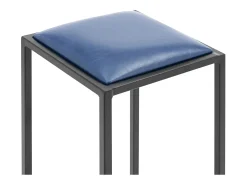 Conjunto de 2 banquetas de bar industriais com estofamento em PU estrutura metálica com pintura eletrostática preta e azul 14_0010063