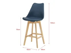 Conjunto de 4 banquetas de bar em plástico sintético acabamento em faia 105 x 48 x 58 cm azul 03_0008717