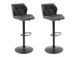 Conjunto de 2 banquetas de bar em couro sintético e aço - Altura ajustável - Preto - CALVIN