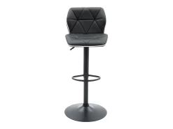 Conjunto de 2 banquetas de bar em couro sintético e aço - Altura ajustável - Preto - CALVIN