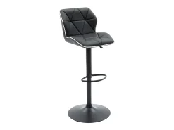 Conjunto de 2 banquetas de bar em couro sintético e aço - Altura ajustável - Preto - CALVIN