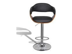 Conjunto de 2 banquetas de bar modernas em preto e madeira 1202019