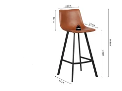 Conjunto de 2 banquetas de bar OZON – Cor Cognac – Assento em PU – Conforto moderno e estilo elegante
