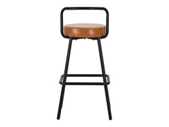 Conjunto de 2 banquetas de bar - 37 x 37 x 90,5 cm - com encosto e apoio para os pés - couro PU e pés de ferro - marrom