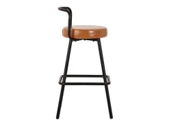 Conjunto de 2 banquetas de bar - 37 x 37 x 90,5 cm - com encosto e apoio para os pés - couro PU e pés de ferro - marrom