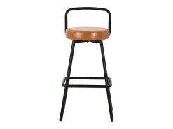 Conjunto de 2 banquetas de bar - 37 x 37 x 90,5 cm - com encosto e apoio para os pés - couro PU e pés de ferro - marrom