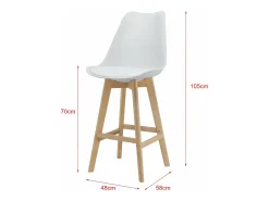 Conjunto de 6 banquetas de bar em plástico sintético acabamento em faia 105 x 48 x 58 cm brancas 03_0008724
