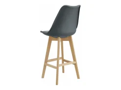 Conjunto de 2 banquetas de bar com assento encosto e apoio para os pés acolchoado em plástico sintético acabamento em faia 105 cm cinza 03_0002779