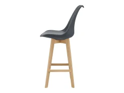 Conjunto de 2 banquetas de bar com assento encosto e apoio para os pés acolchoado em plástico sintético acabamento em faia 105 cm cinza 03_0002779