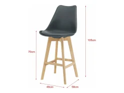 Conjunto de 2 banquetas de bar com assento encosto e apoio para os pés acolchoado em plástico sintético acabamento em faia 105 cm cinza 03_0002779